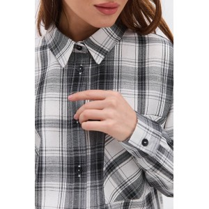 Трендовая рубашка oversize в клетку One Size | женская рубашка для беременных и после | клетка | Украинский производитель